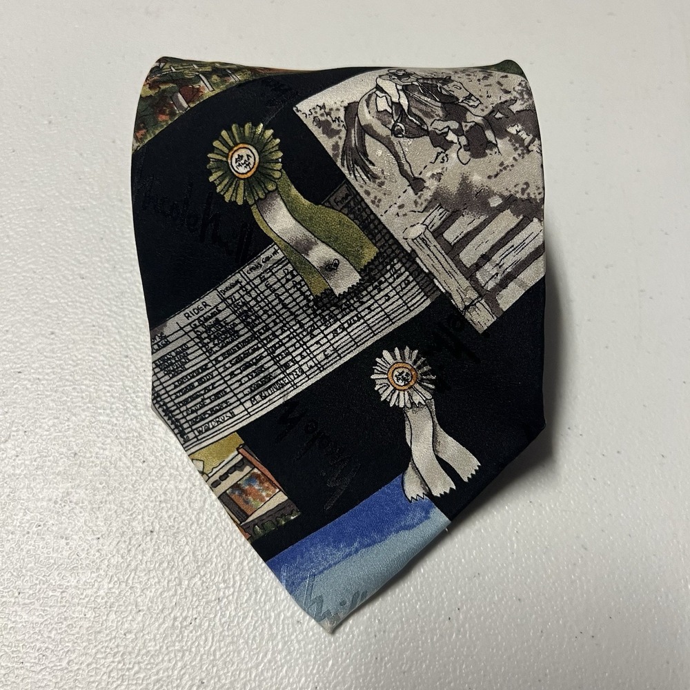 Vintage 1995 Nicole Miller Steeplechase Horse Racing Silk Neck Tie Colorful NWT